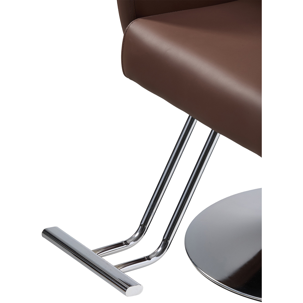 Living and Home Brown and Silver Barber Chair with Hydraulic Lift and Footrest Image 6