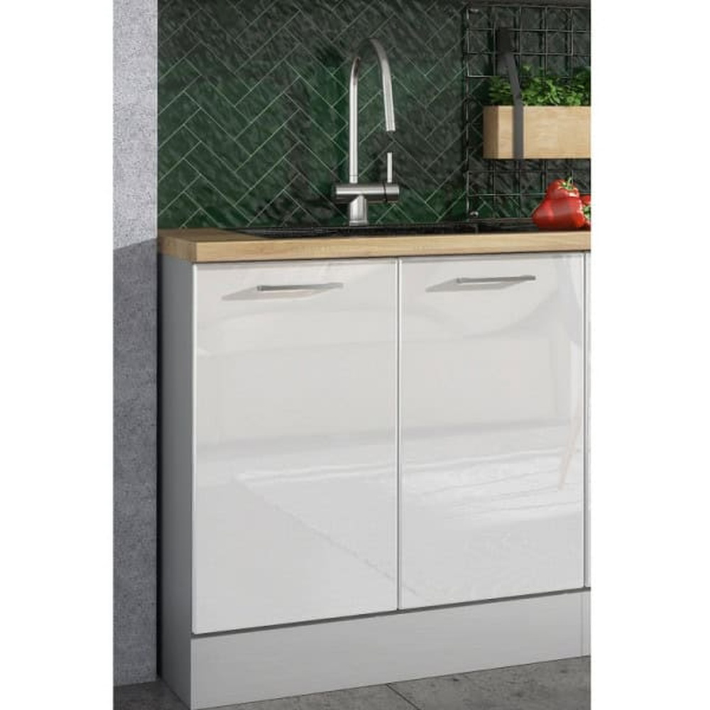 Impact Furniture Ella White High Gloss Kitchen Sink Base Unit 800mm Image 3