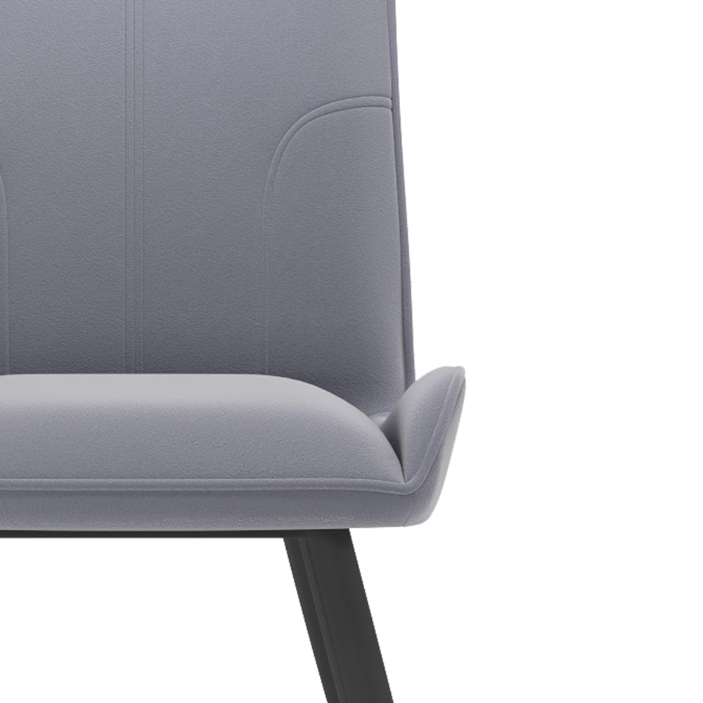 Living and Home Set of 2 Grey Velvet Dining Chair Image 5