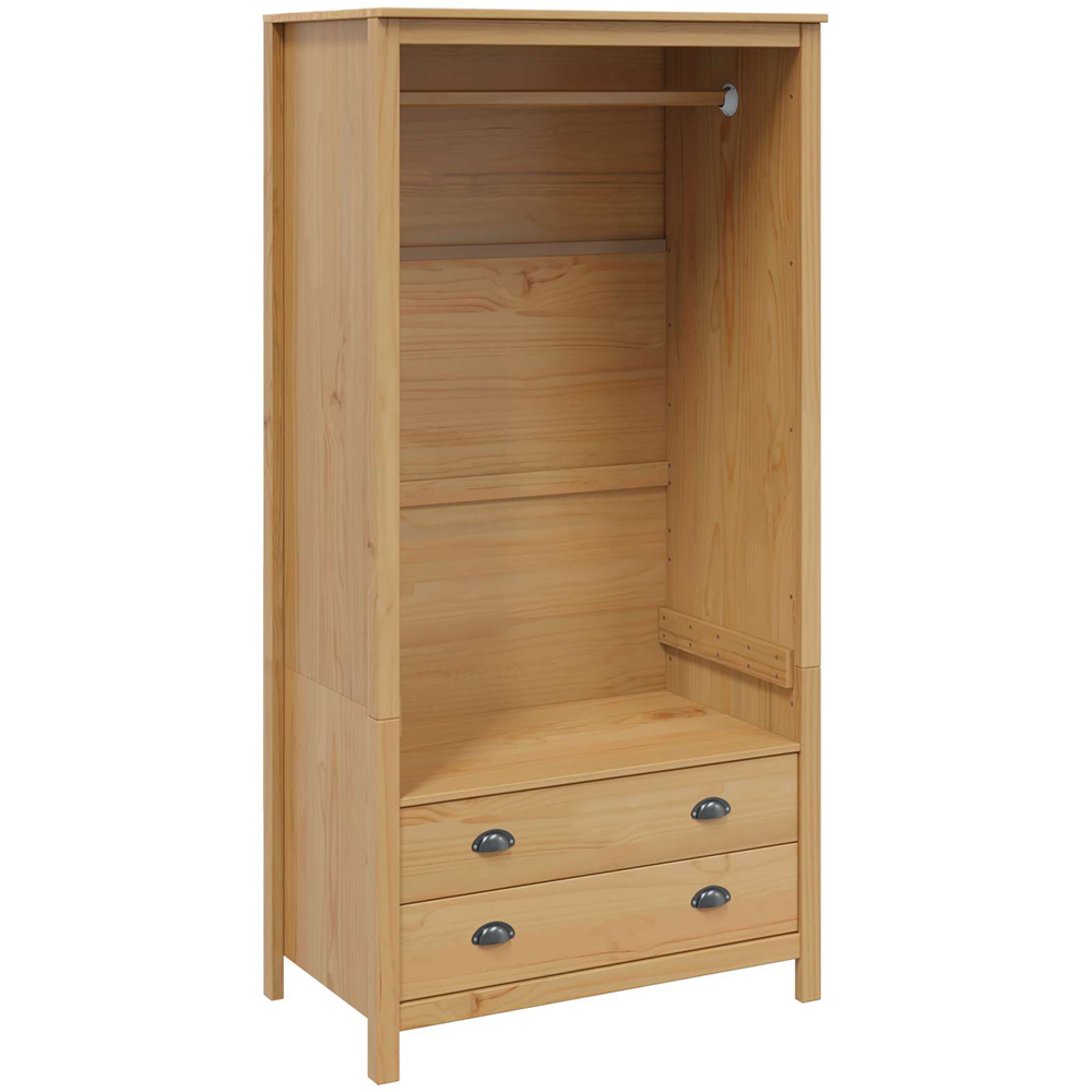 vidaXL Hill 2 Drawer Honey Brown Solid Pine Wood Open Wardrobe Image 2