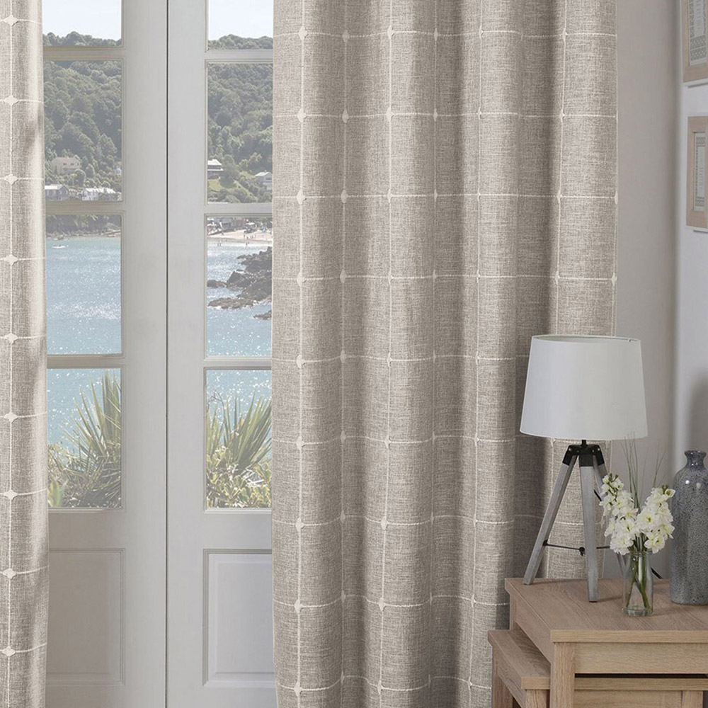 Divante Natural Salcombe Linen Check Curtains 183 x 168cm Image 5