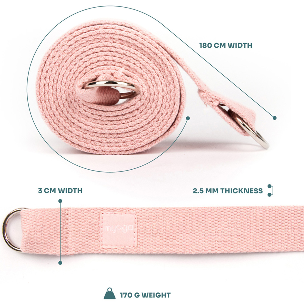 Myga Dusty Pink Cork Yoga Mat with 2 Cork Blocks and Strap Image 2