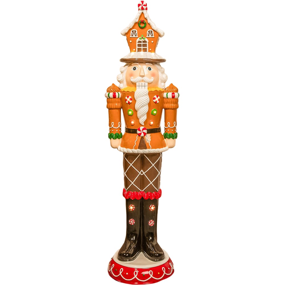 The Christmas Centre Brown Gingerbread LED Lights Nutcracker 4ft Image 1