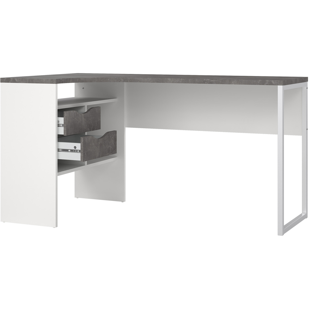 Florence Function Plus 2 Drawer Corner Desk White and Grey Image 5