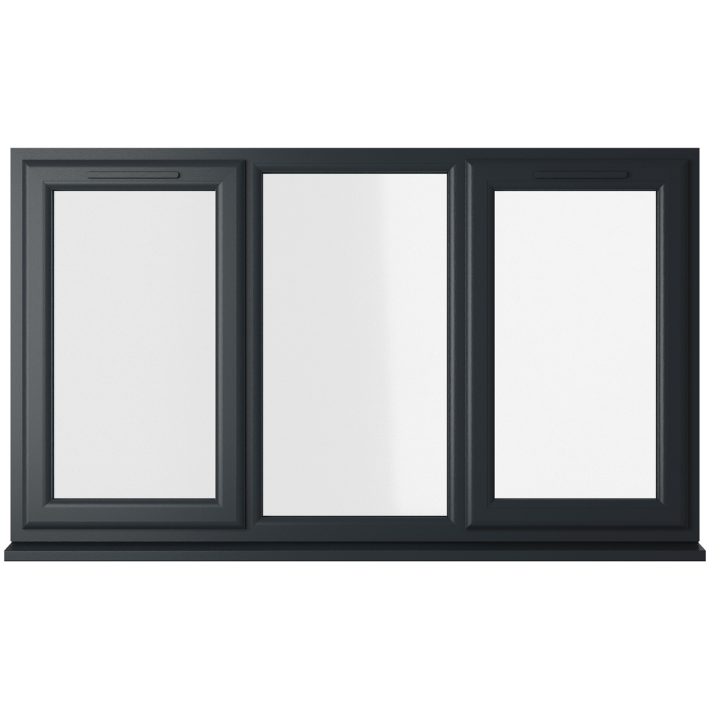 Crystal uPVC Double Glazed Window LH & RH Side Hung Fixed Centre Grey White Clear Glass 1770x1115mm Image 1