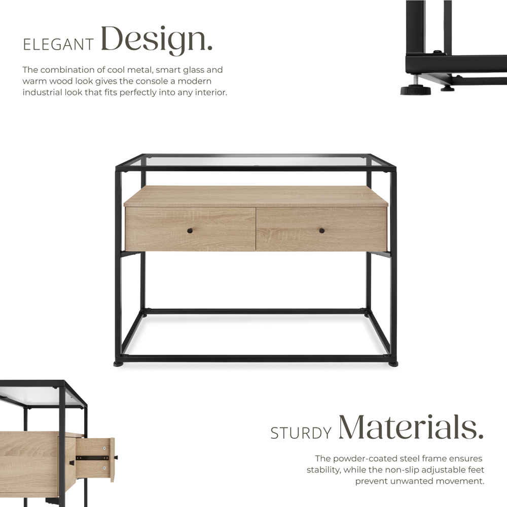 tectake 2 Drawer Light Industrial Wood Sideboard Image 4