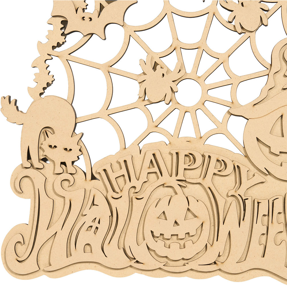 Happy Halloween Wooden Hanging Sign Natural Image 3