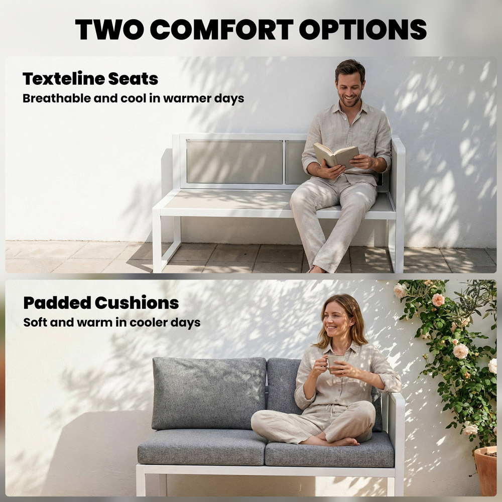 Outsunny 6 Seater White Metal Garden Corner Sofa Set Image 6