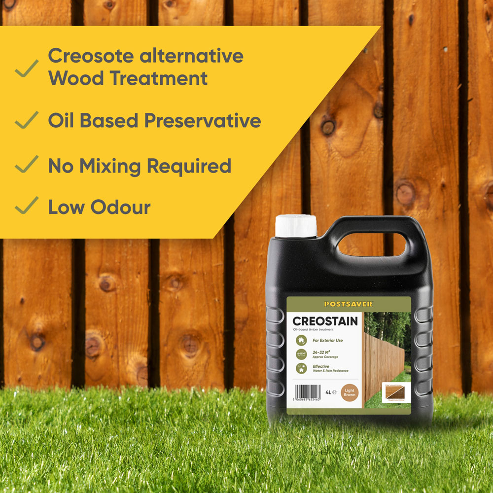 Postsaver Creostain Dark Brown Oil Based Fence & Shed Stain (Creosote/Creocote Alternative) 20L Image 2
