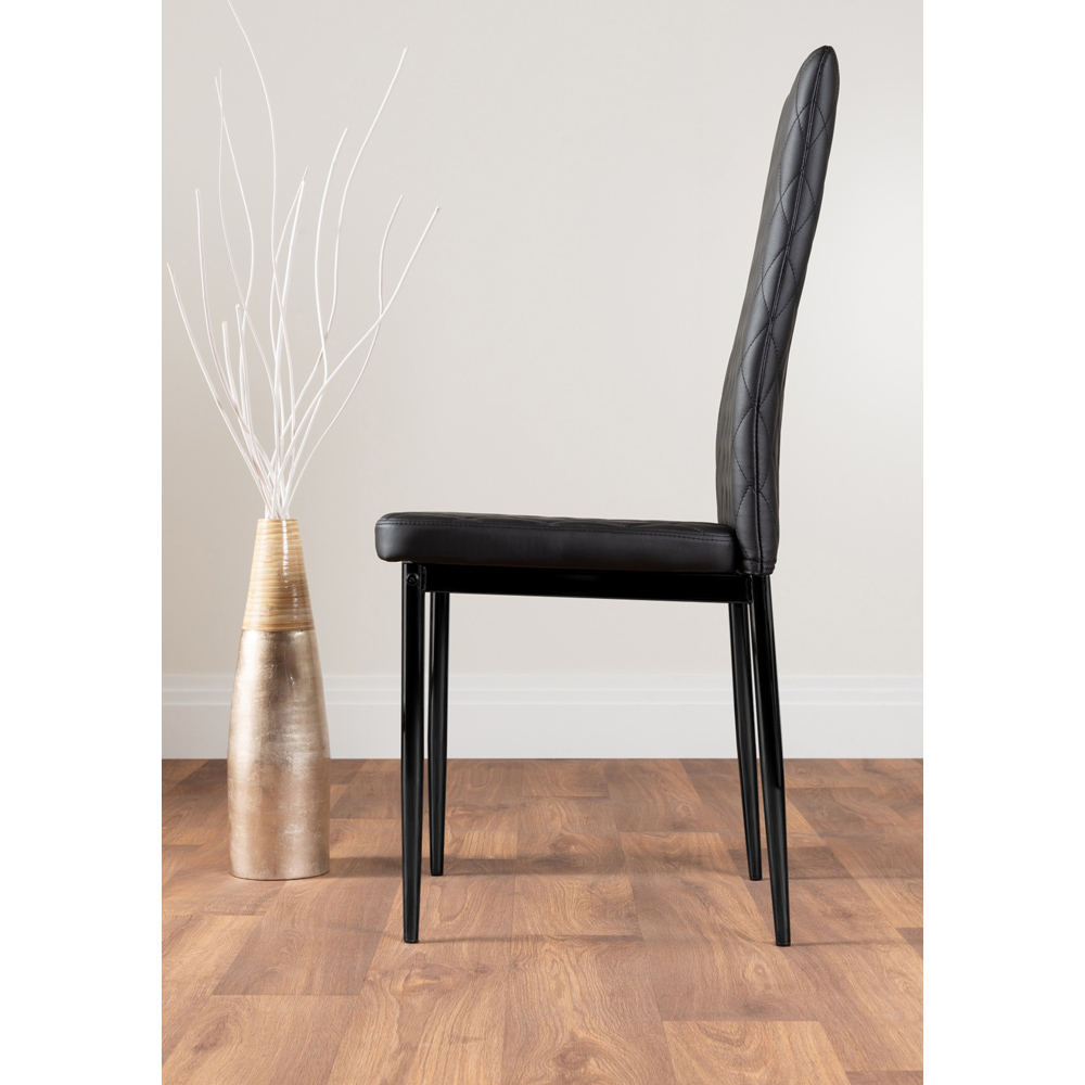 Furniturebox Valera Set of 6 Black Faux Leather Dining Chair Image 3