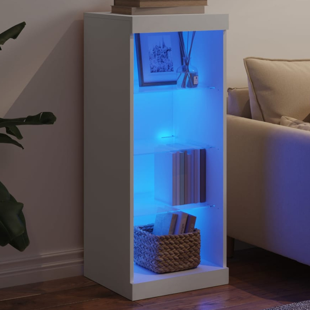 vidaXL 4 Shelf White LED Sideboard Image 1