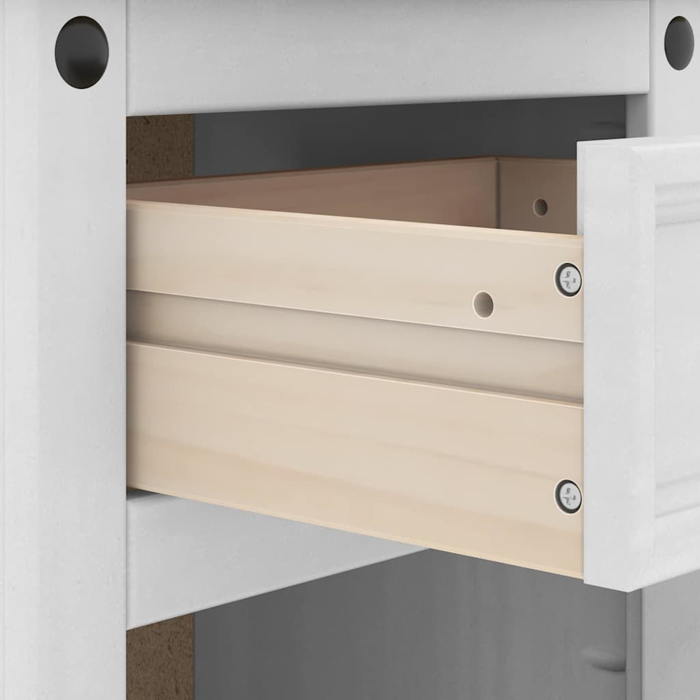 vidaXL Corona Single Door Single Drawer White Solid Pine Wood Wide Bedside Table Image 8