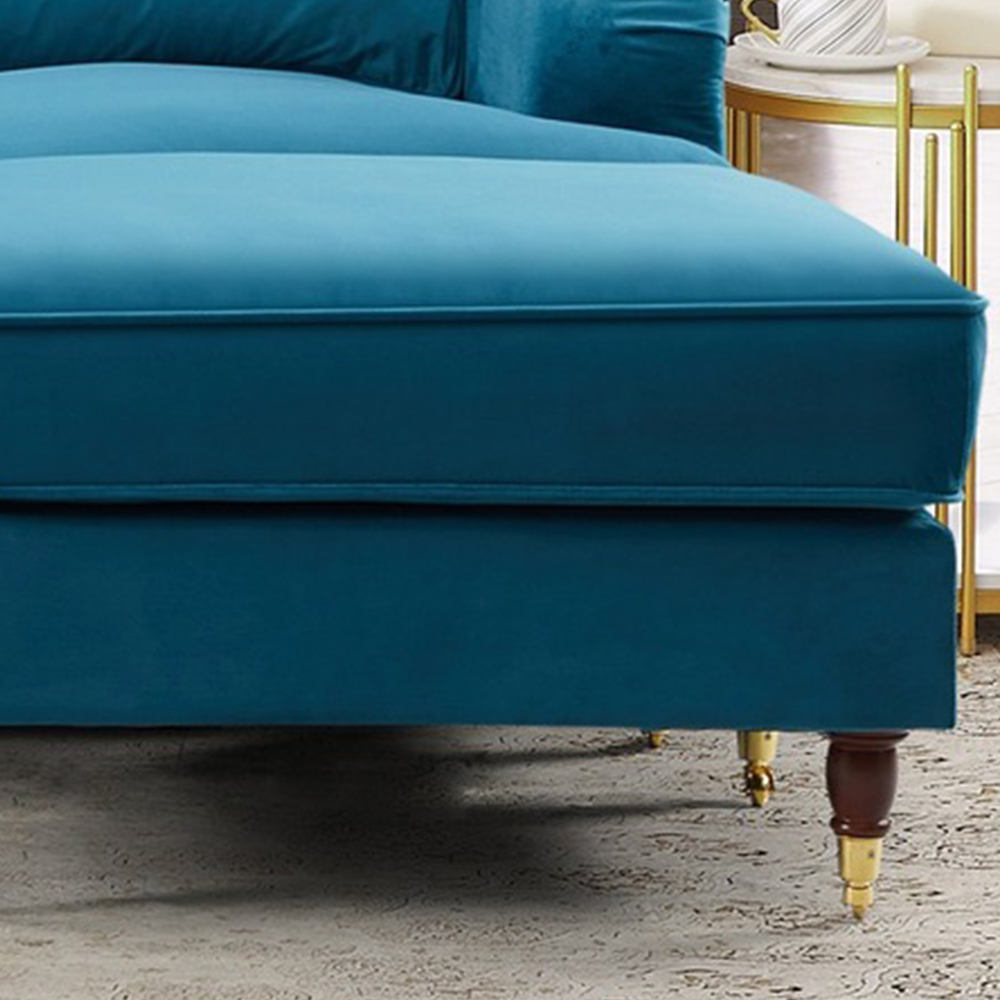 Woodbury 3 Seater Teal Velvet U Shape Corner Sofa Image 3