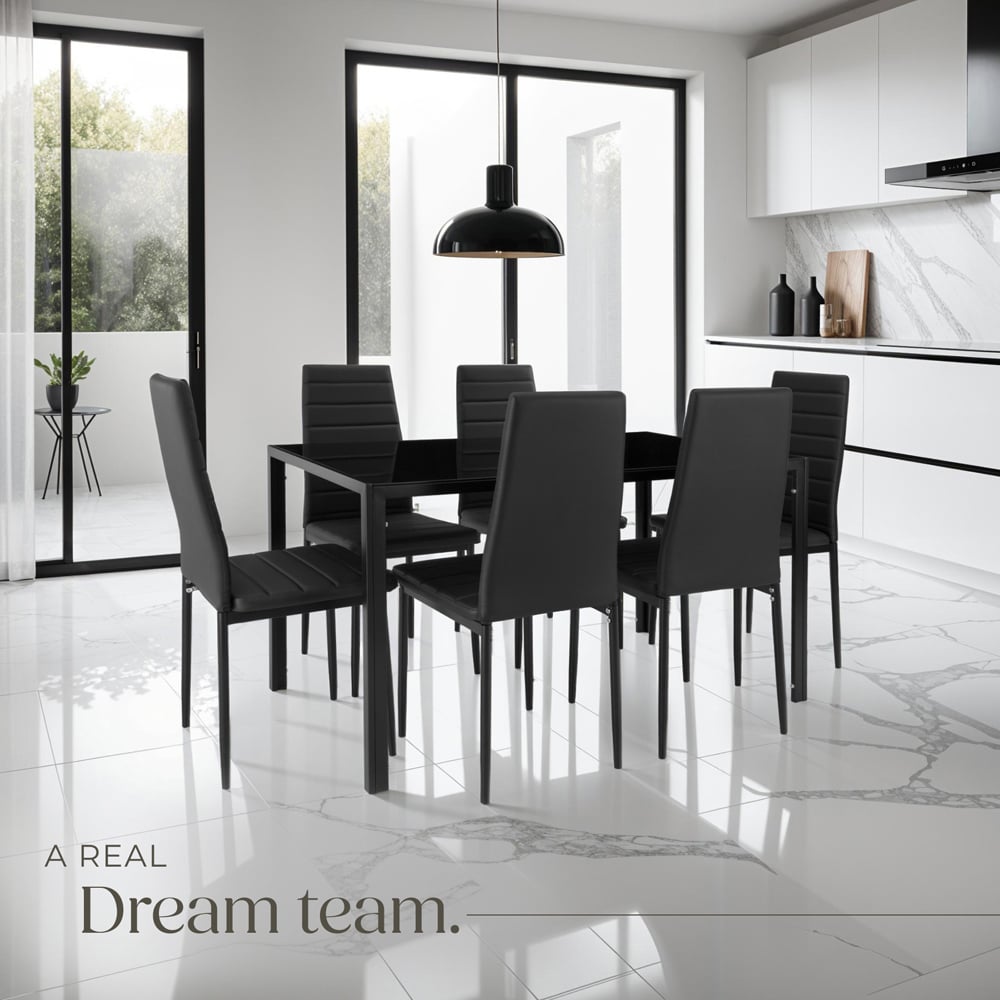 Tectake 6 Seater Black Dining Set Image 6
