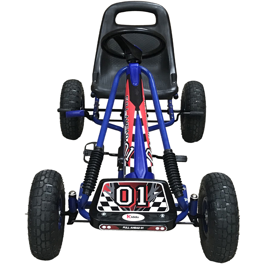 Kiddo Racer Go-Kart 4 Wheel Pedal Car Metal Frame - Blue Image 4