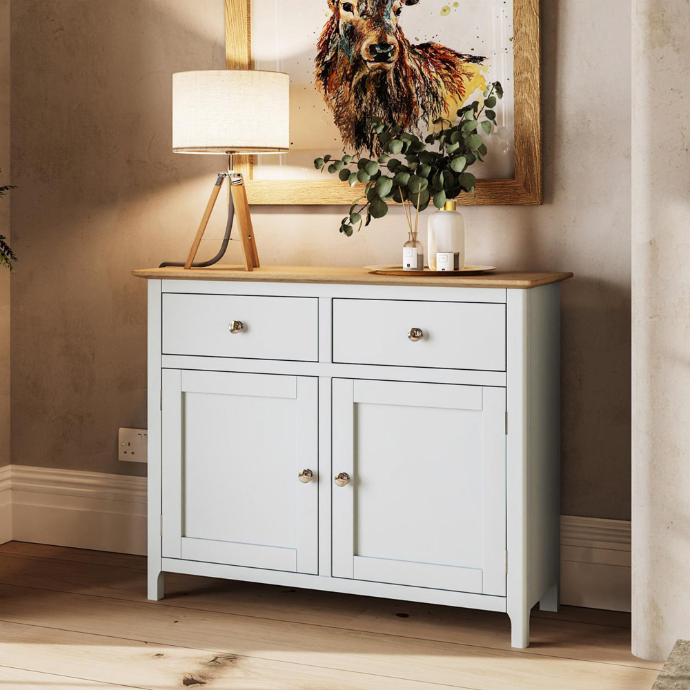 FWStyle Taberno 2 Drawer 2 Door White Linen and Oak Sideboard Image 8