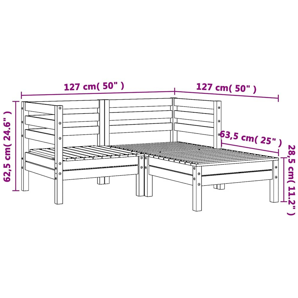 Walplus 2 Seater Solid Pine Wood Garden Sofa with Footstool Image 8