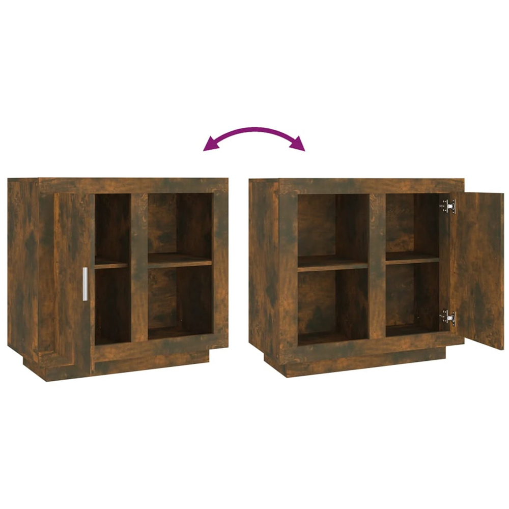 vidaXL Single Door 2 Shelf Smoked Oak Sideboard Image 8