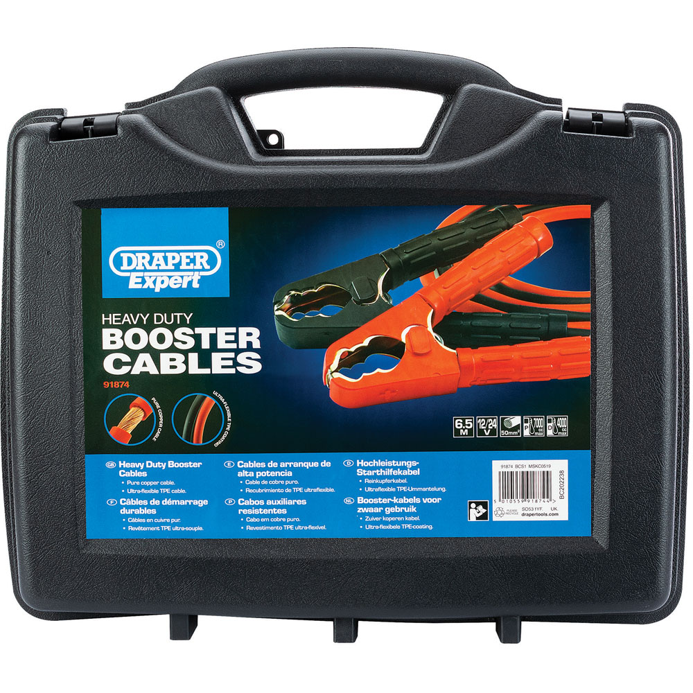 Draper Expert Heavy Duty Booster Cables 6.5m x 50sqmm Image 3