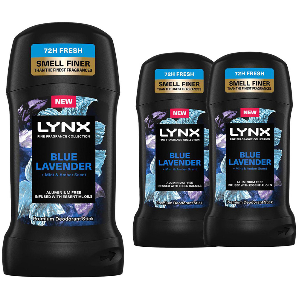 Lynx Blue Lavender Deodorant Stick 50ml 3 Pack Image 1