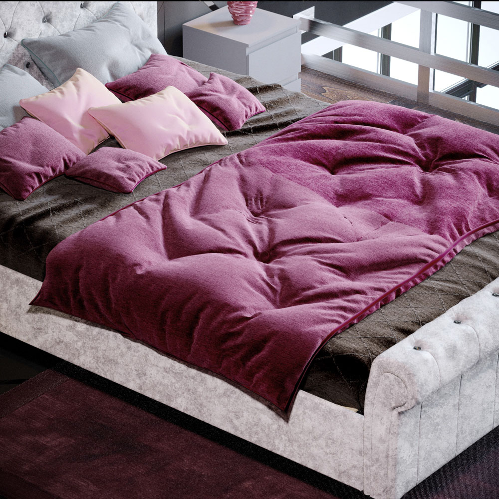 Vida Designs Double Violetta Silver Crushed Velvet Bed Frame Image 6