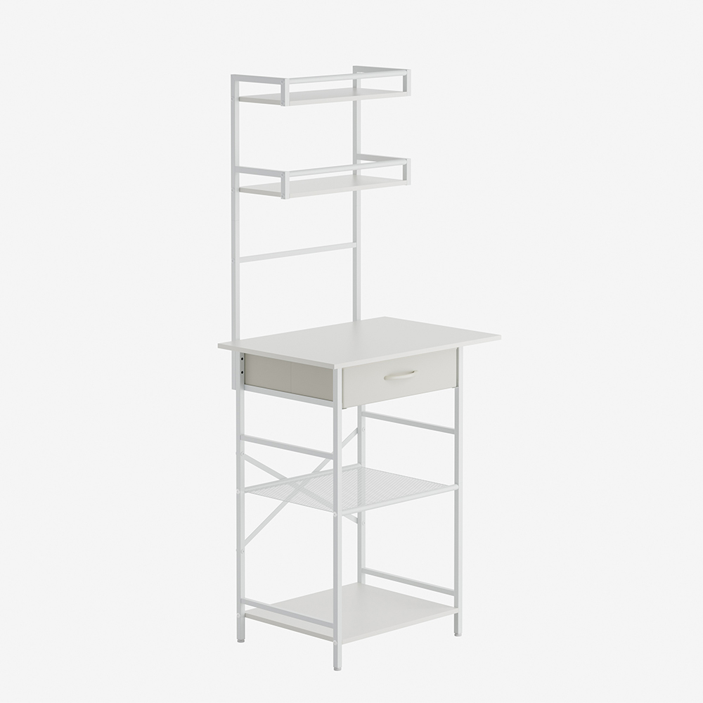 Living and Home 4-Tier White Dressing Table with Open Shelves Image 2