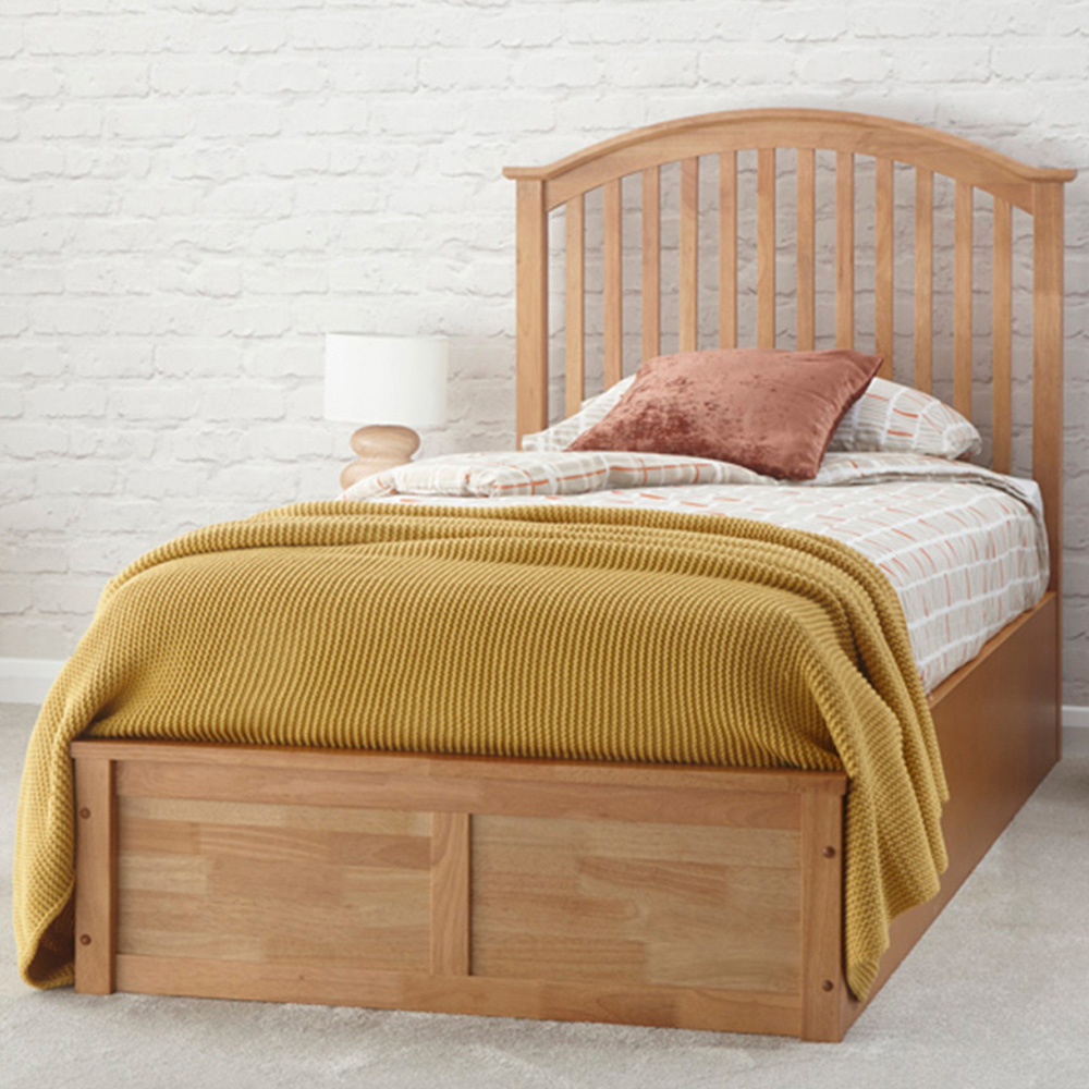 GFW Madrid Single Oak Wood Ottoman Bed Image 1