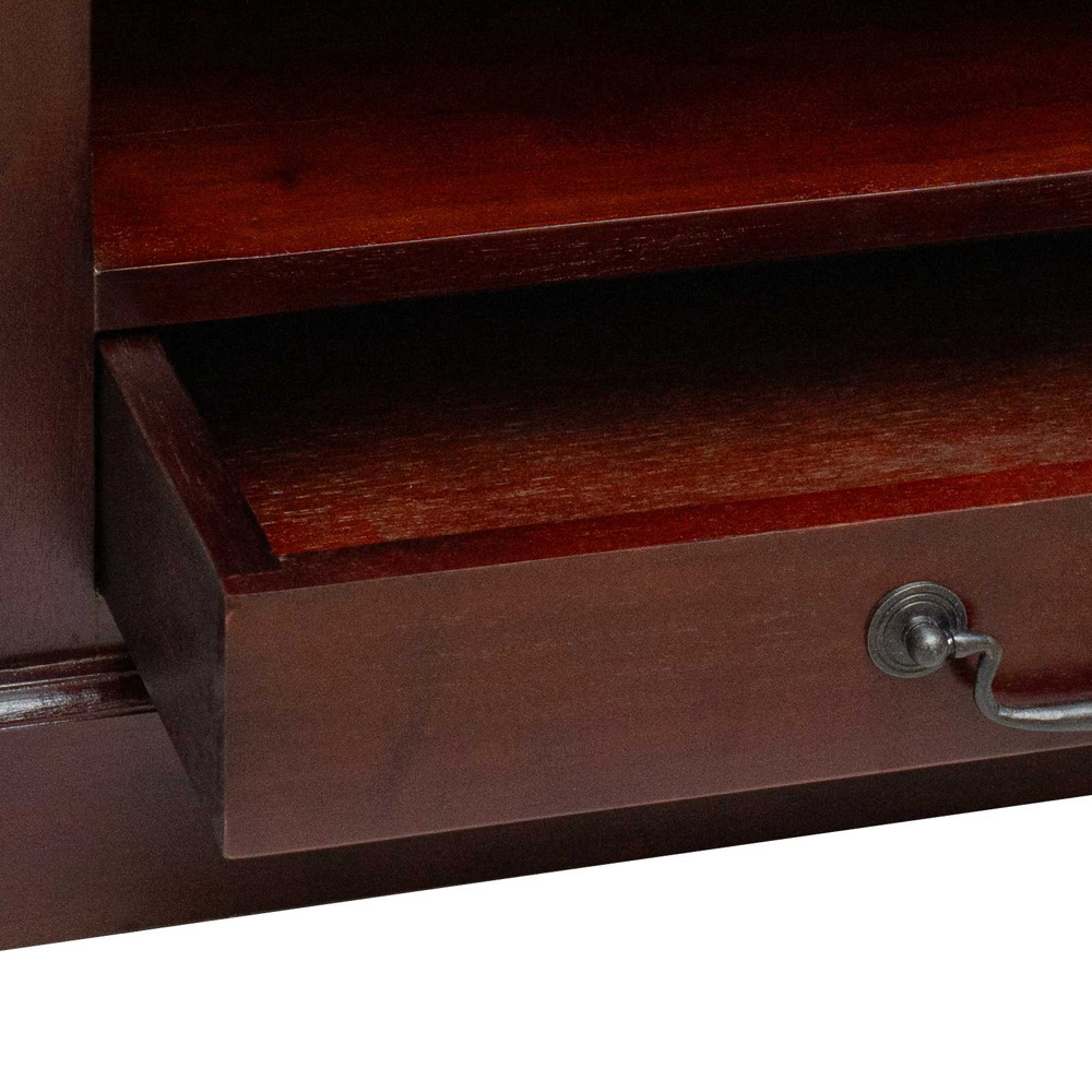 vidaXL Single Drawer 2 Shelf Brown Solid Mahogany Wood Corner TV Cabinet Image 9