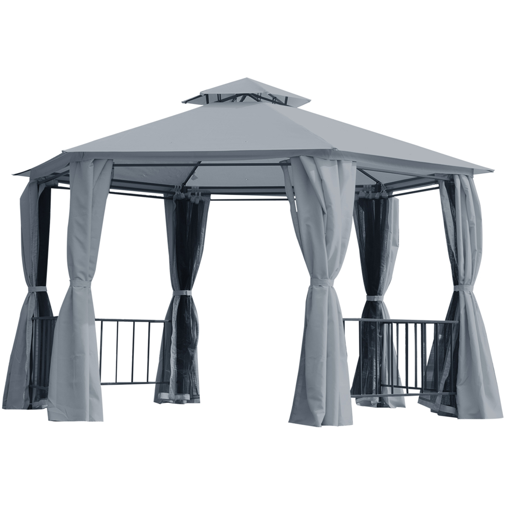 Outsunny 3 x 3m 2-Tier Grey Canopy Gazebo with Sides Image 2