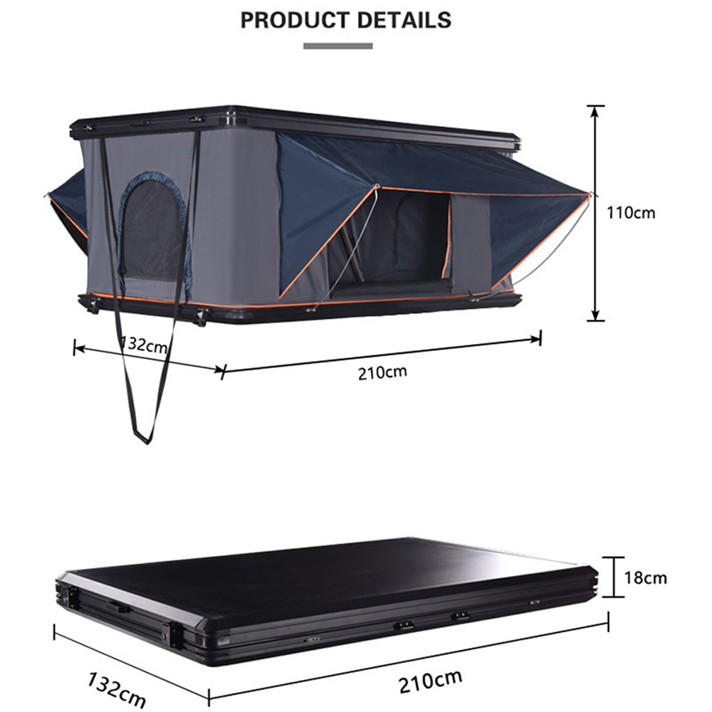Living and Home Blue Hard Shell Car Roof Tent with Retractable Ladder and Canopy 210 x 132cm Image 9