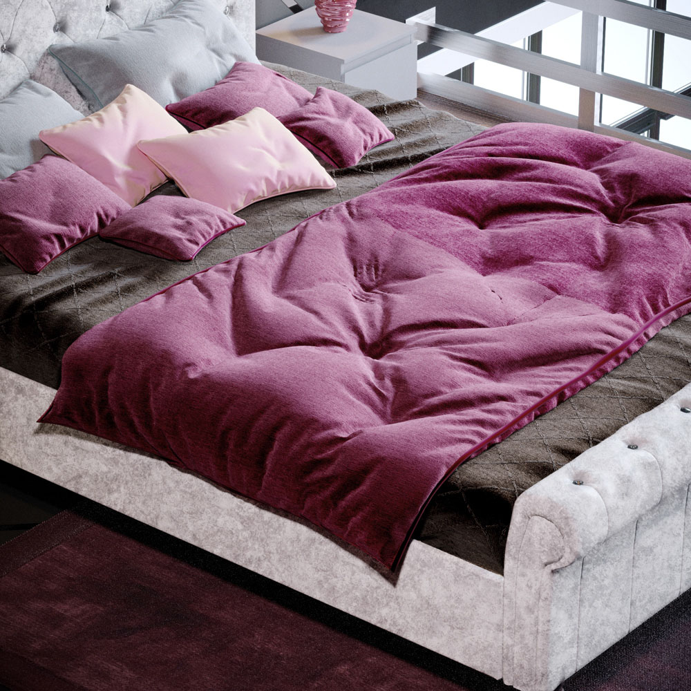 Vida Designs Violetta King Size Silver Crushed Velvet Bed Frame Image 6