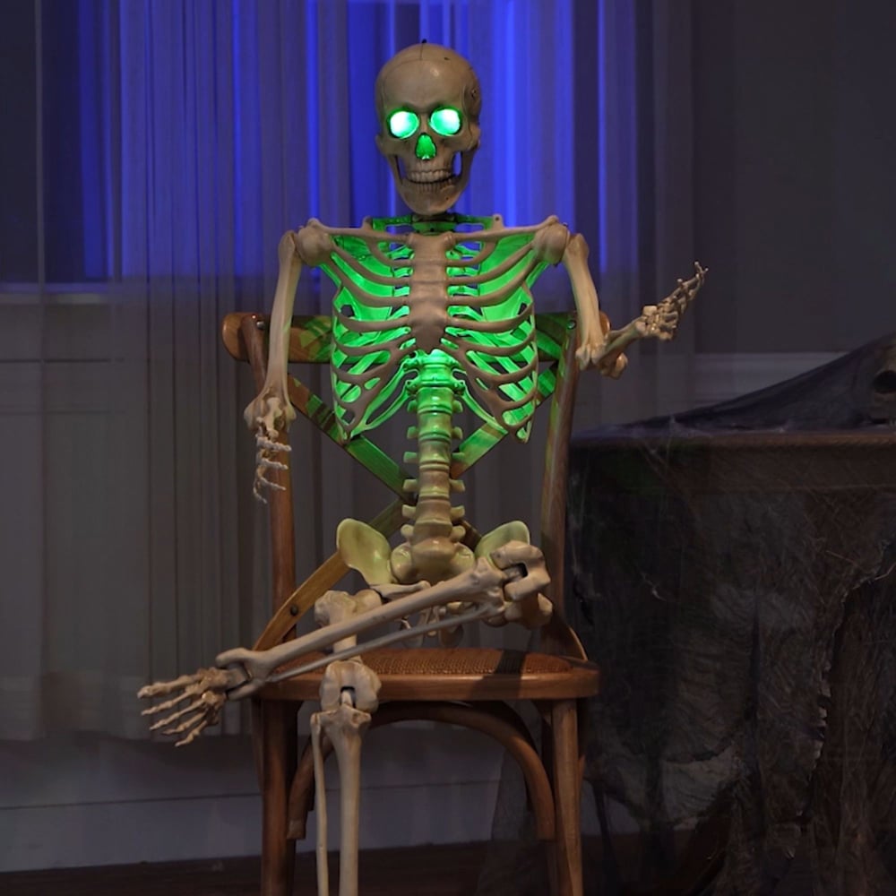 Samuel Alexander Green LED Battery Powered Skeleton Halloween Decoration 5ft Image 7