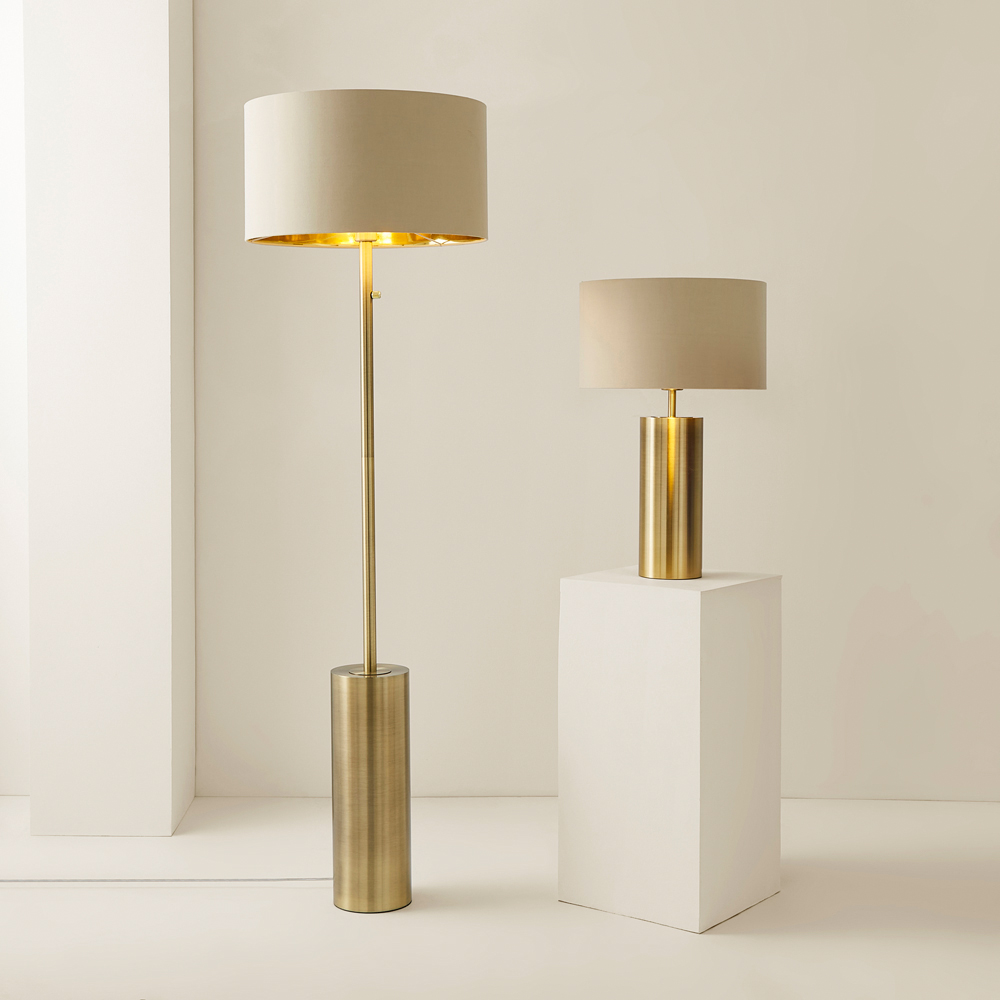 ValueLights Lexy Reni Beige and Antique Brass Shade Touch LED Table Lamp Image 7