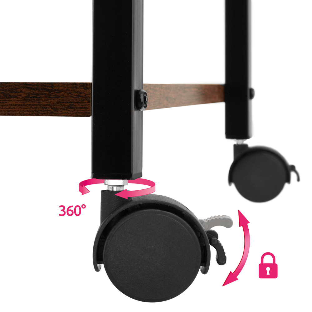 tectake Rugby 2 Shelf Dark Wood Drink Trolley with Parking Brake Image 8