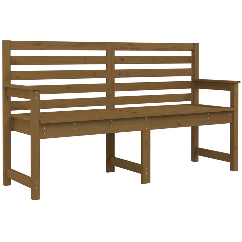 vidaXL Honey Brown Solid Pine Wood Slatted Garden Bench 159.5 x 48 x 91.5cm Image 2