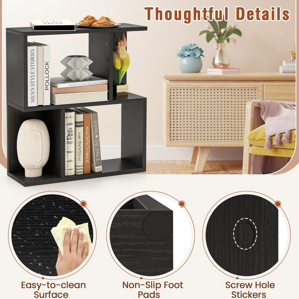 Costway 4 Shelf Black Freestanding Bookshelf Image 7