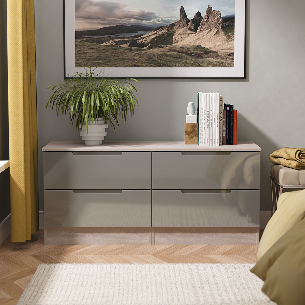 Crowndale Milan 4 Drawer Grey Gloss and Oak Bed Box Image 7