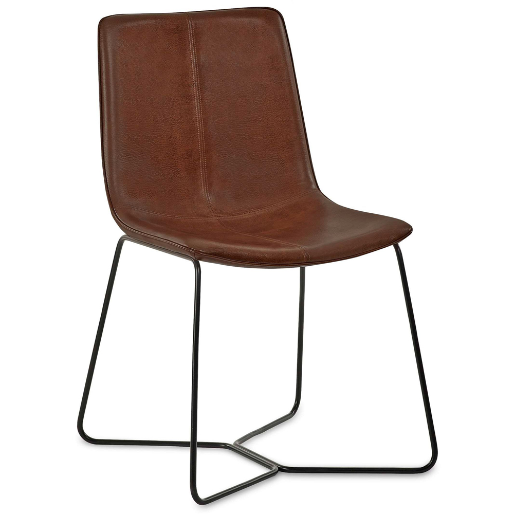 Julian Bowen Joren Set of 2 Tan Brown PU Leather Dining Chair Image 4