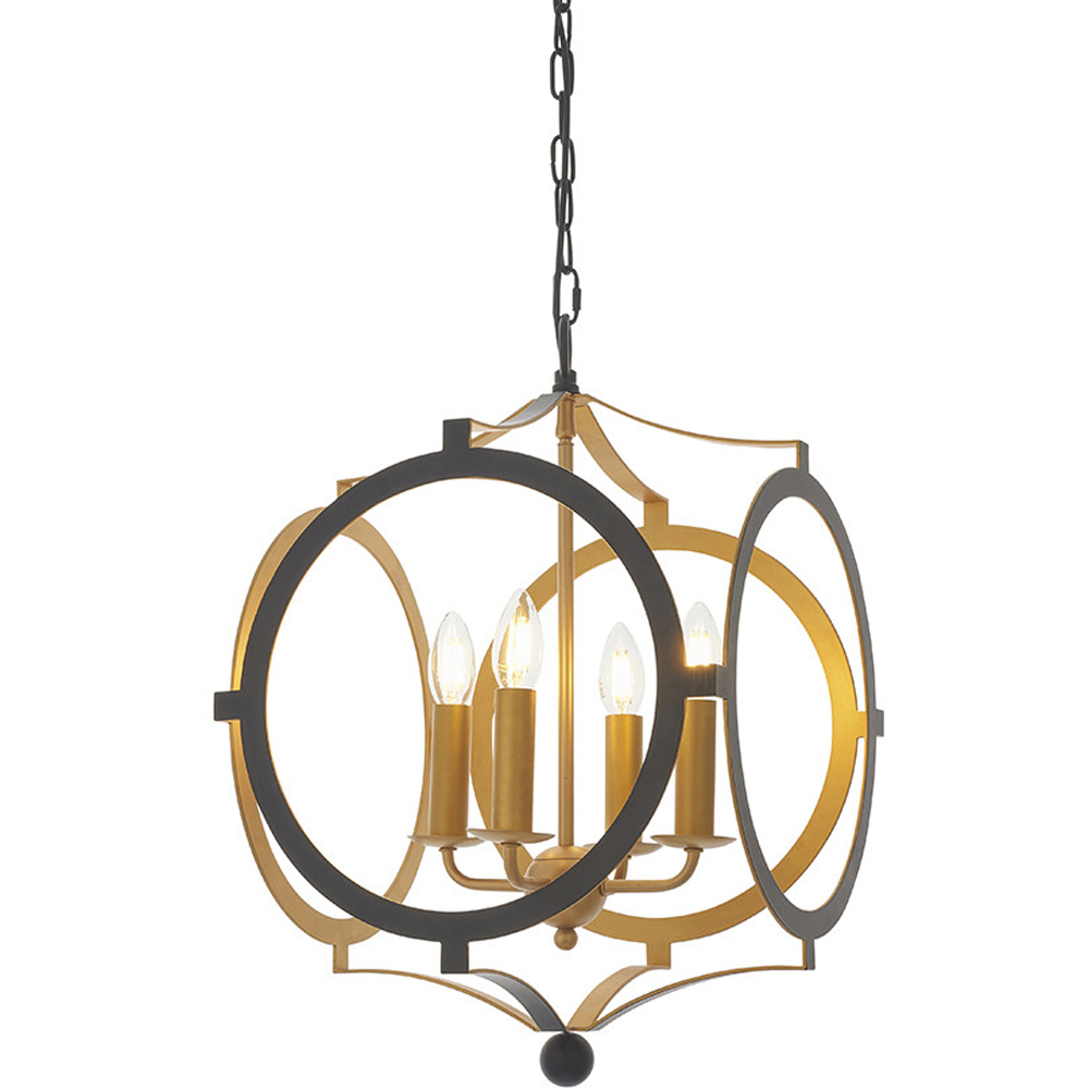 Merano Vicenza Matt Black and Gold 4 Light Pendant Ceiling Light Image 3