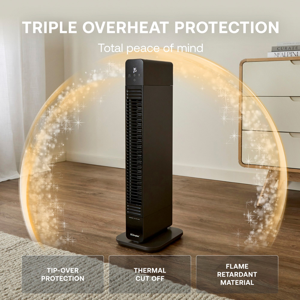 Dimplex ThermaFlex 2-in-1 Black Baseboard and Tower Fan Heater 2200W Image 6