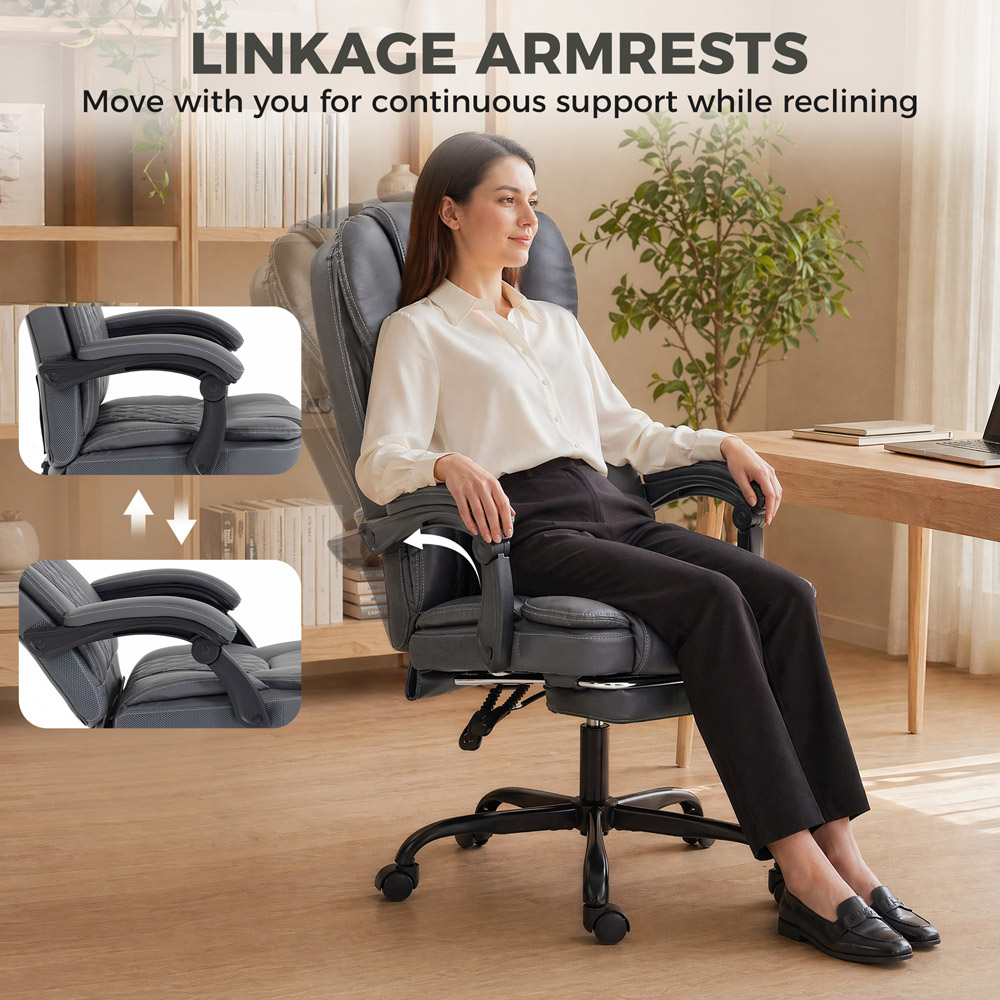 HOMCOM Grey High Back Home Office Recliner Chair Image 6