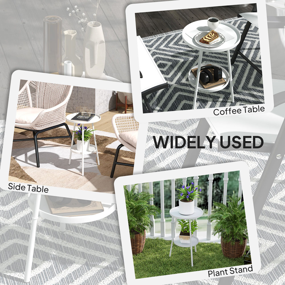 Outsunny Single Shelf White Round Garden Coffee Table Image 6