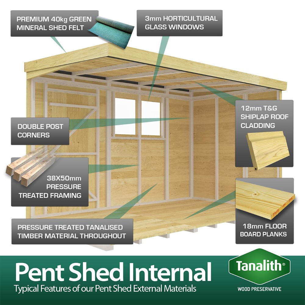 DIY Sheds 8 x 8ft Tongue and Groove Timber Pent Garden Shed Image 5