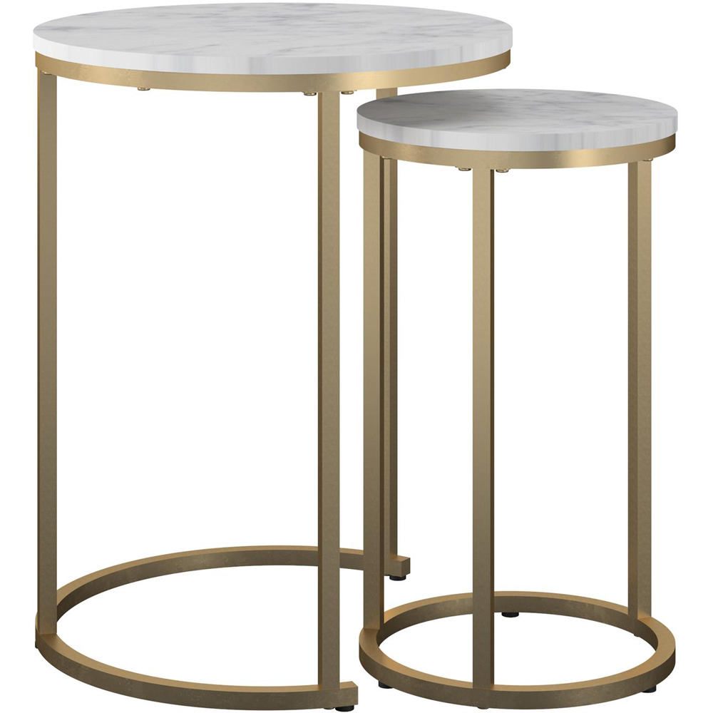 Dorel Home White Marble and Gold Nest of Tables Set of 2 Image 5