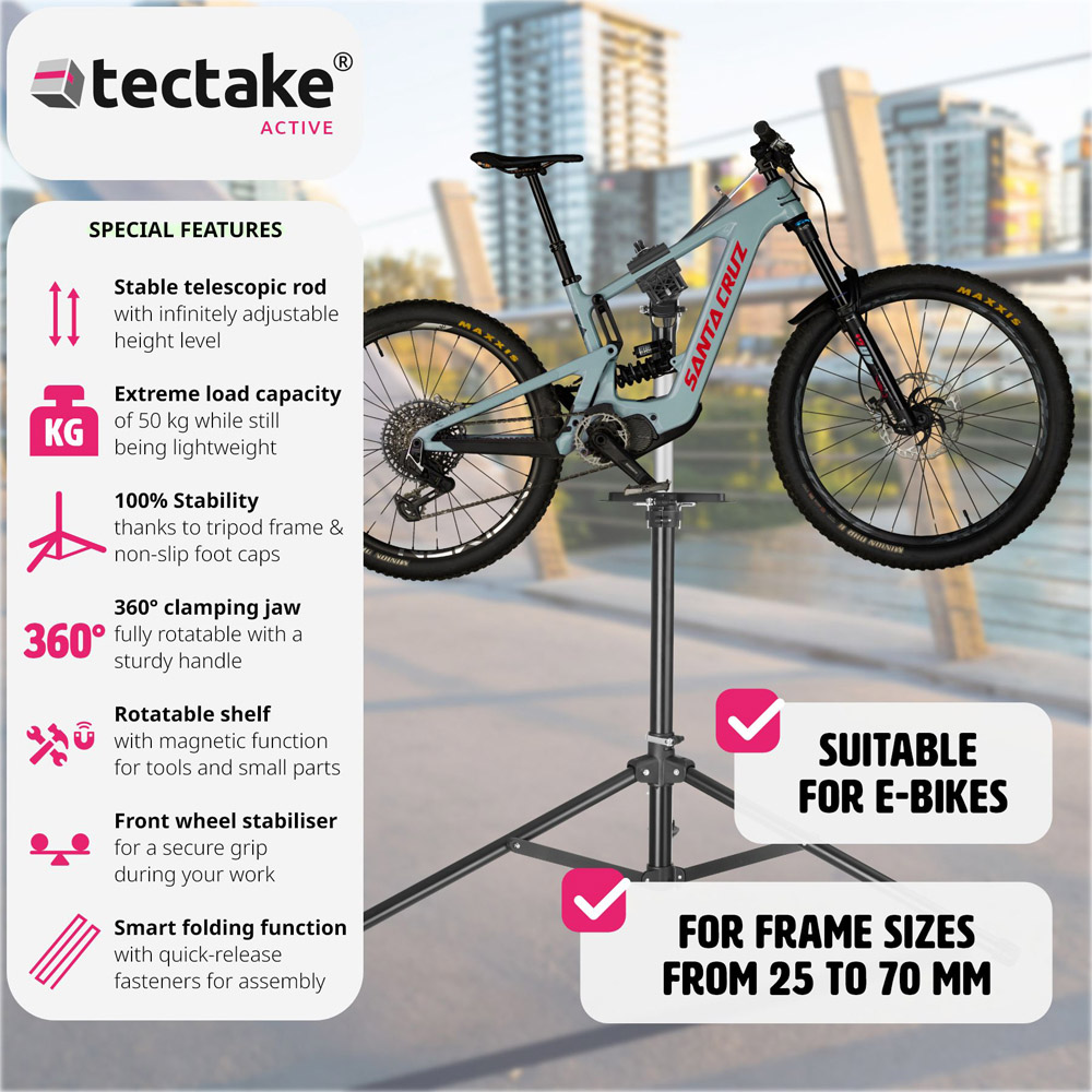 tectake Tristan Black Foldable and Height Adjustable Bike Repair Stand Image 6