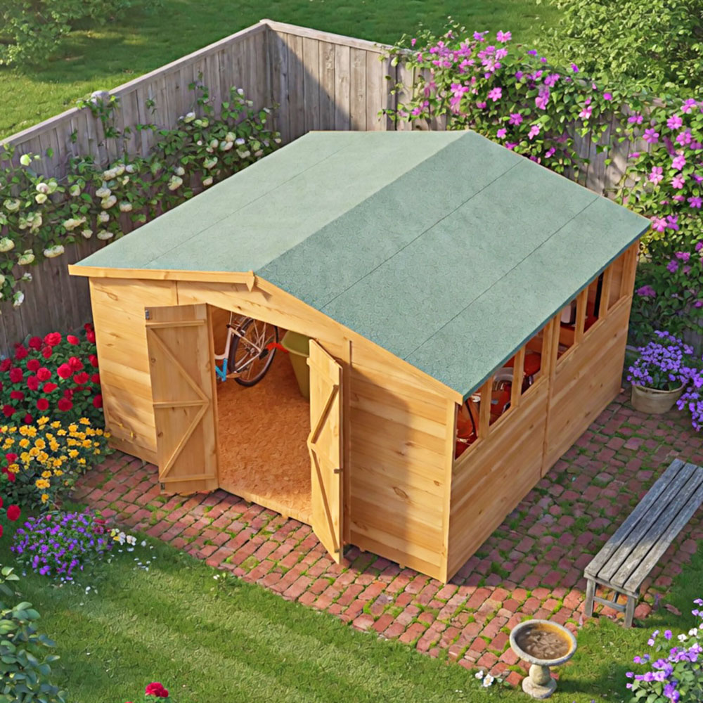 Shire 10 x 10ft Double Door Dip Treated Overlap Apex Shed Image 3