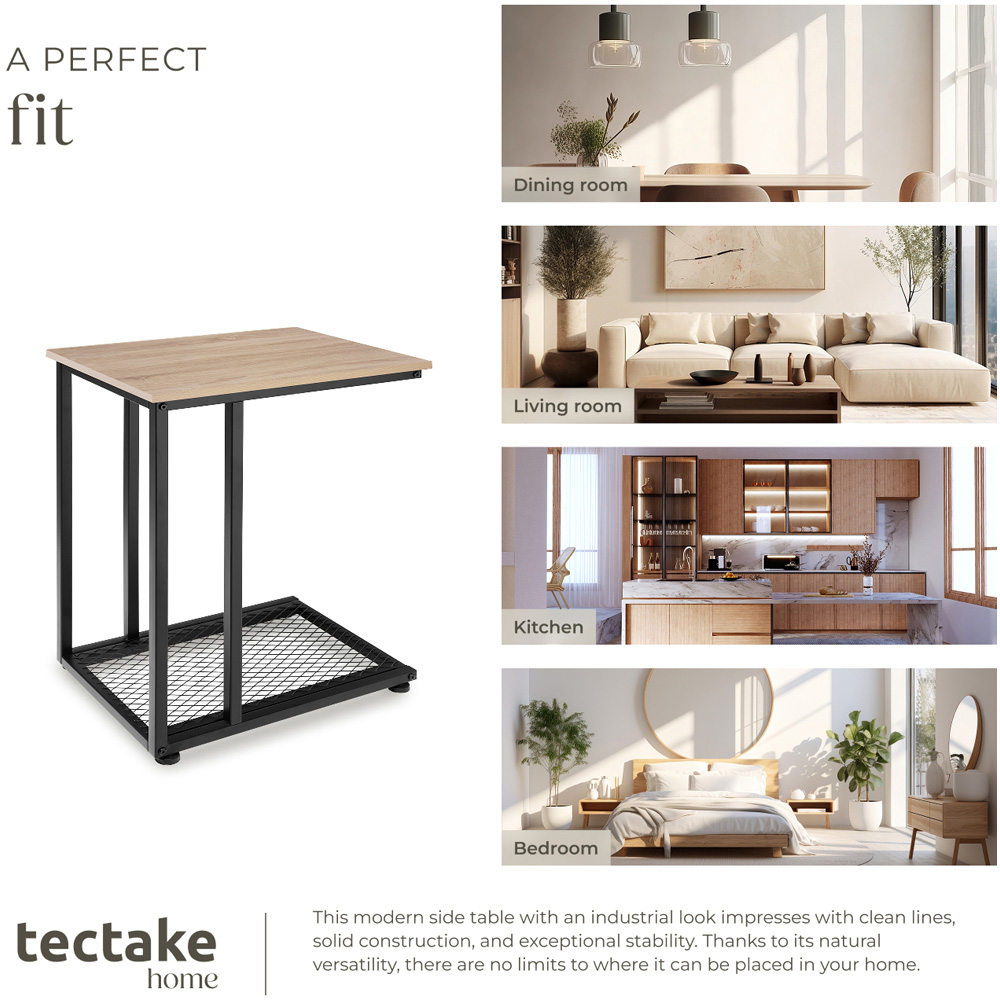 tectake Eton 2 Shelf Light Sonoma Oak Bedside Table Image 7