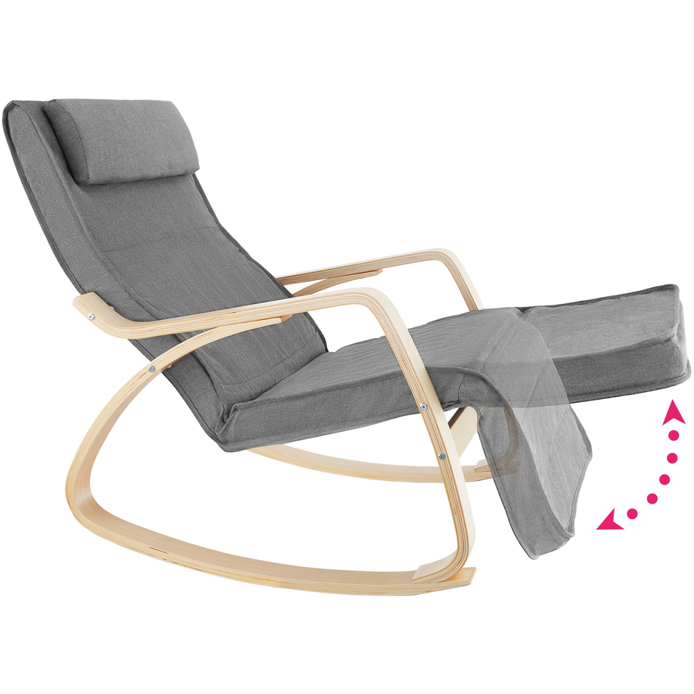 tectake Onda Light Grey Rocking Chair with Adjustable Footrest Image 6