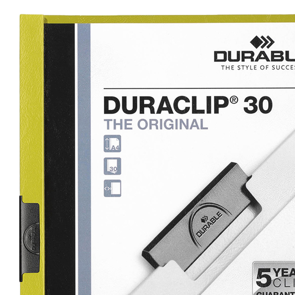 Durable DURACLIP A4 Green 30 Sheet Document Clip File Folder 25 Pack Image 2