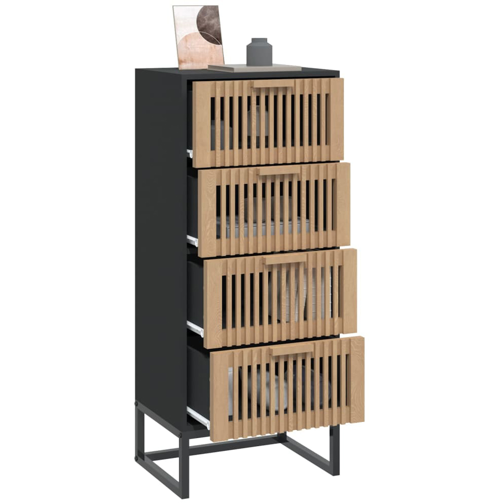 vidaXL 4 Drawer Black Highboard Image 3